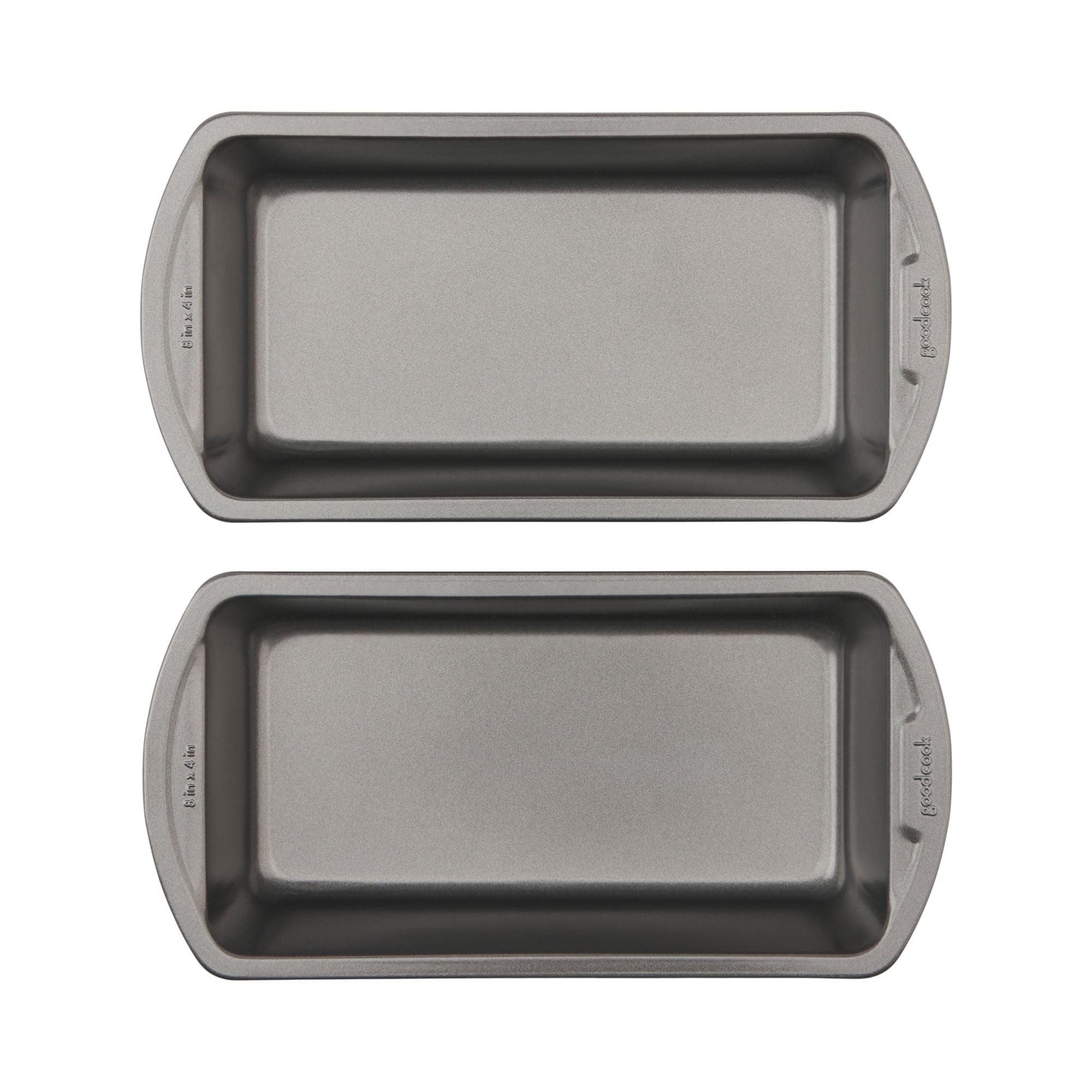 Set of 2 Gray Nonstick Steel Rectangular Bread Loaf Pans