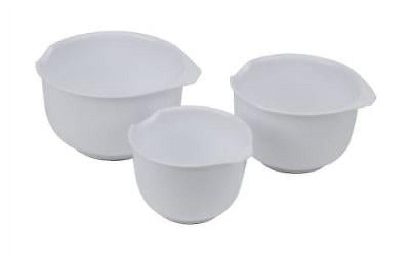 White Plastic Mixing Bowl Set with Non-Slip Bottom, 3-Piece