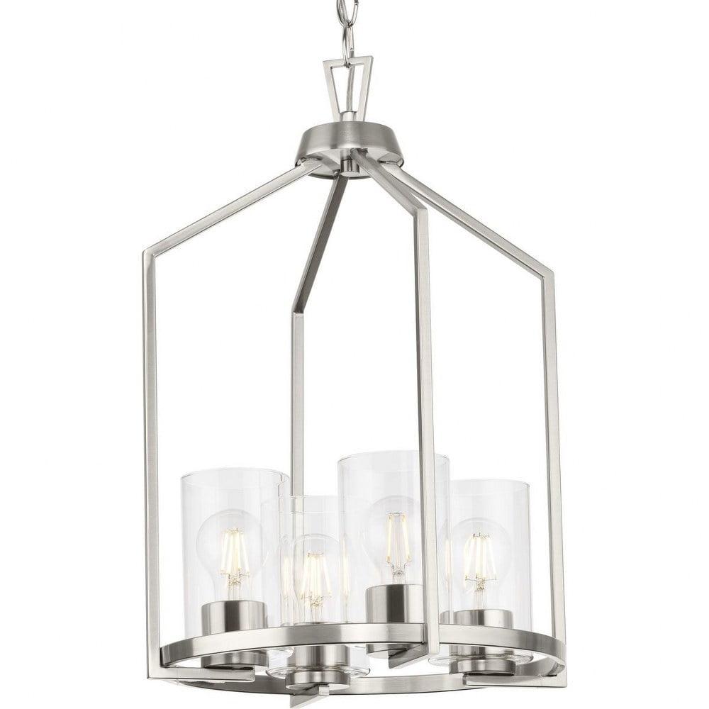 Goodwin Brushed Nickel 4-Light Foyer Pendant with Glass Shades