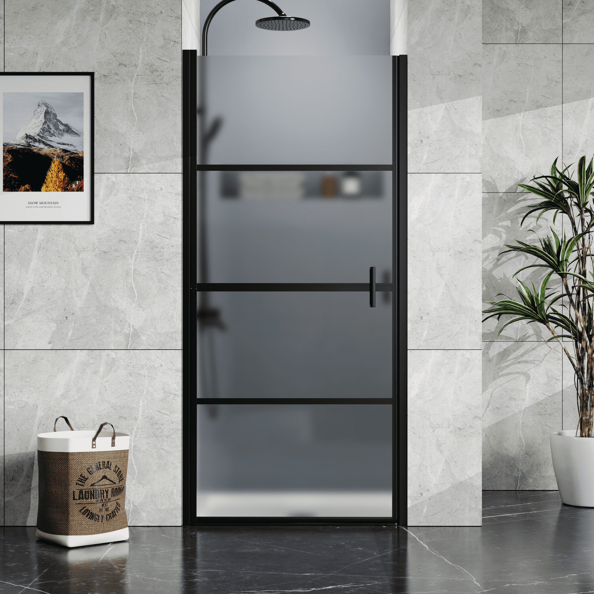 34'' - W x 72'' H Door Framed Shower Door with