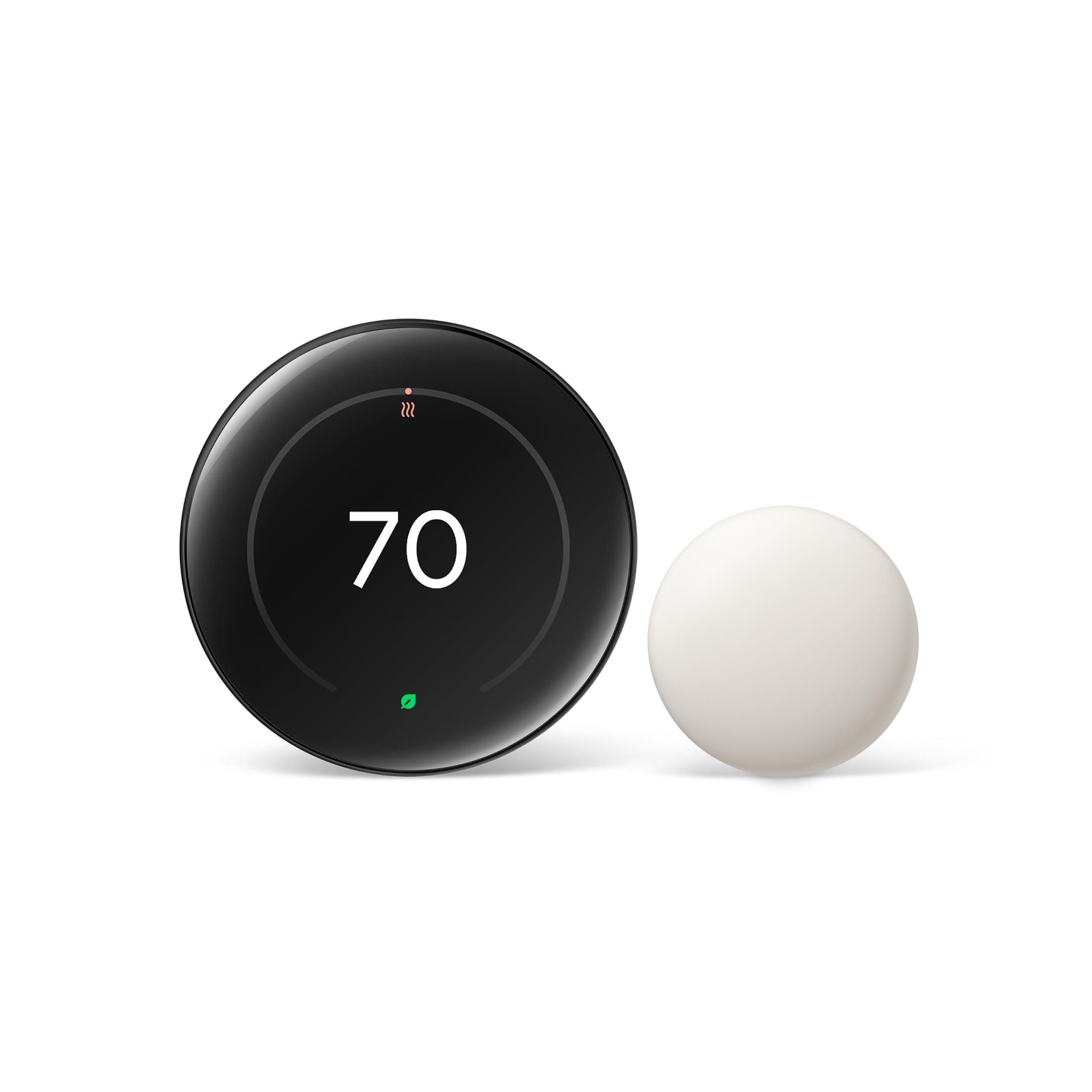 Google Nest Learning Thermostat (4th Gen) with Nest Temperature Sensor (2nd Gen) - Silver: Wi-Fi, Energy Star Certified