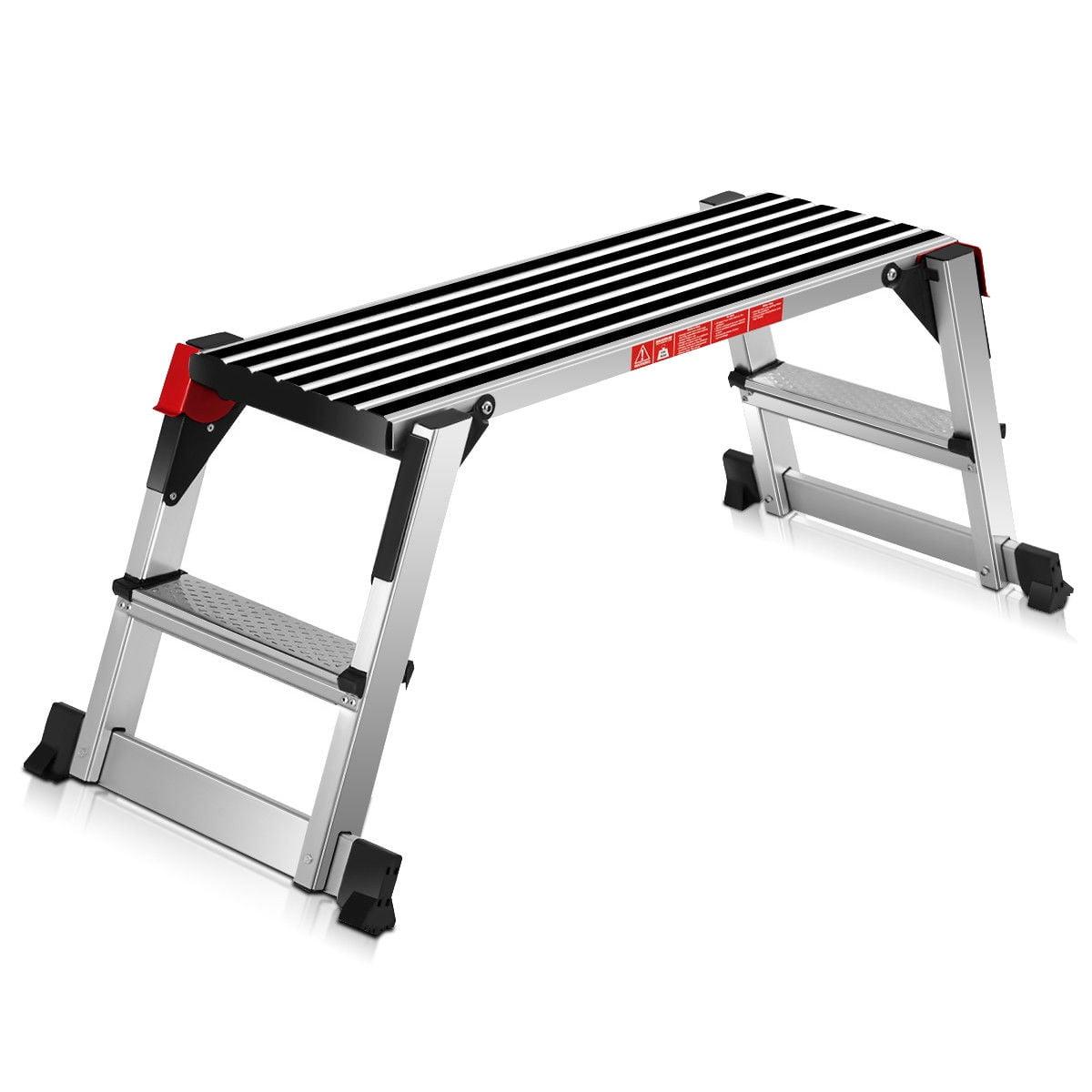 Aluminum Platform Non-Slip Folding Work Bench Drywall Stool Ladder 330lbs Capacity