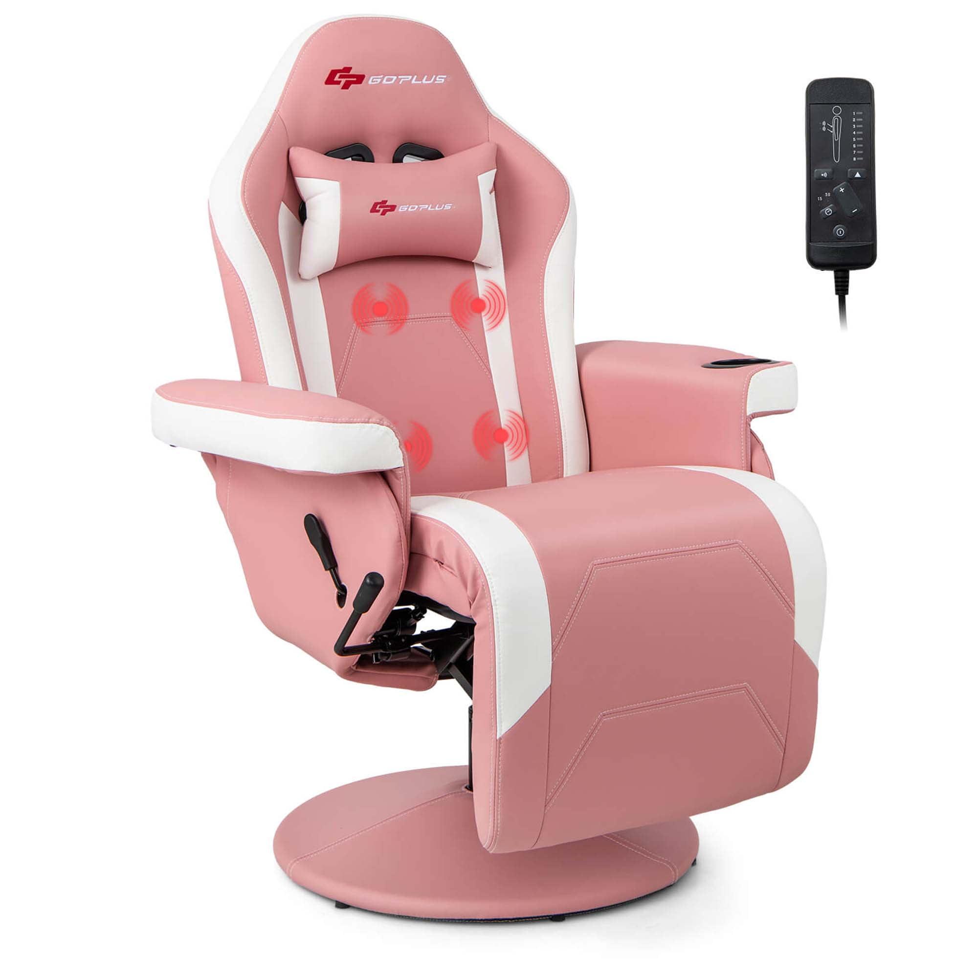 Costway Costway Goplus Reclining PC & Racing Game Chair with Footrest in Pink