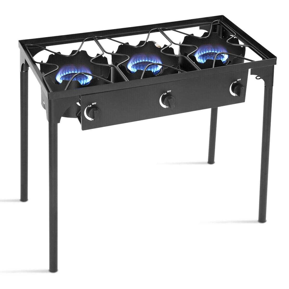 Black Cast Iron 3-Burner Portable Gas Cooker