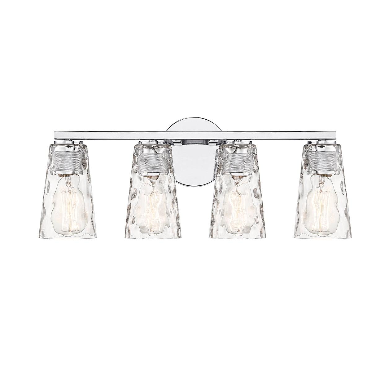 Gordon 4-Light Chrome Vanity with Clear Water Glass Shades