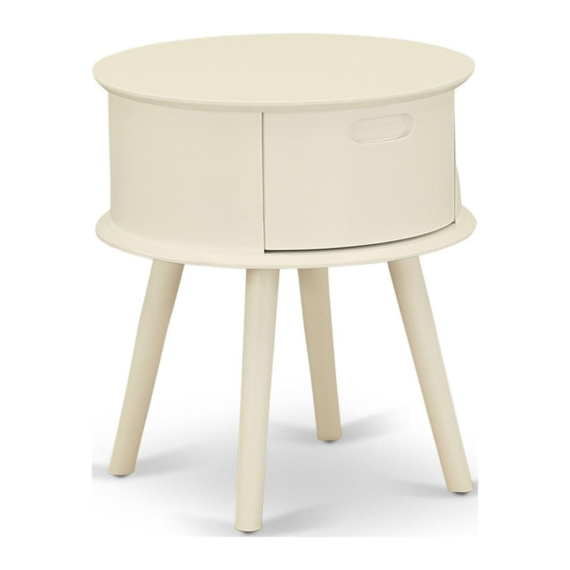 Gordon 22" White Wood Round Nightstand with Drawer