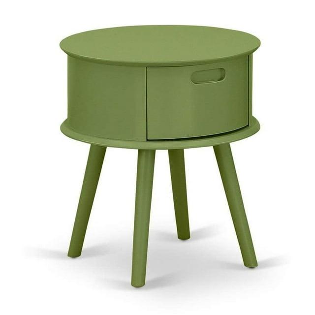 Gordon Round Night Stand End Table with Drawer - Clover Green