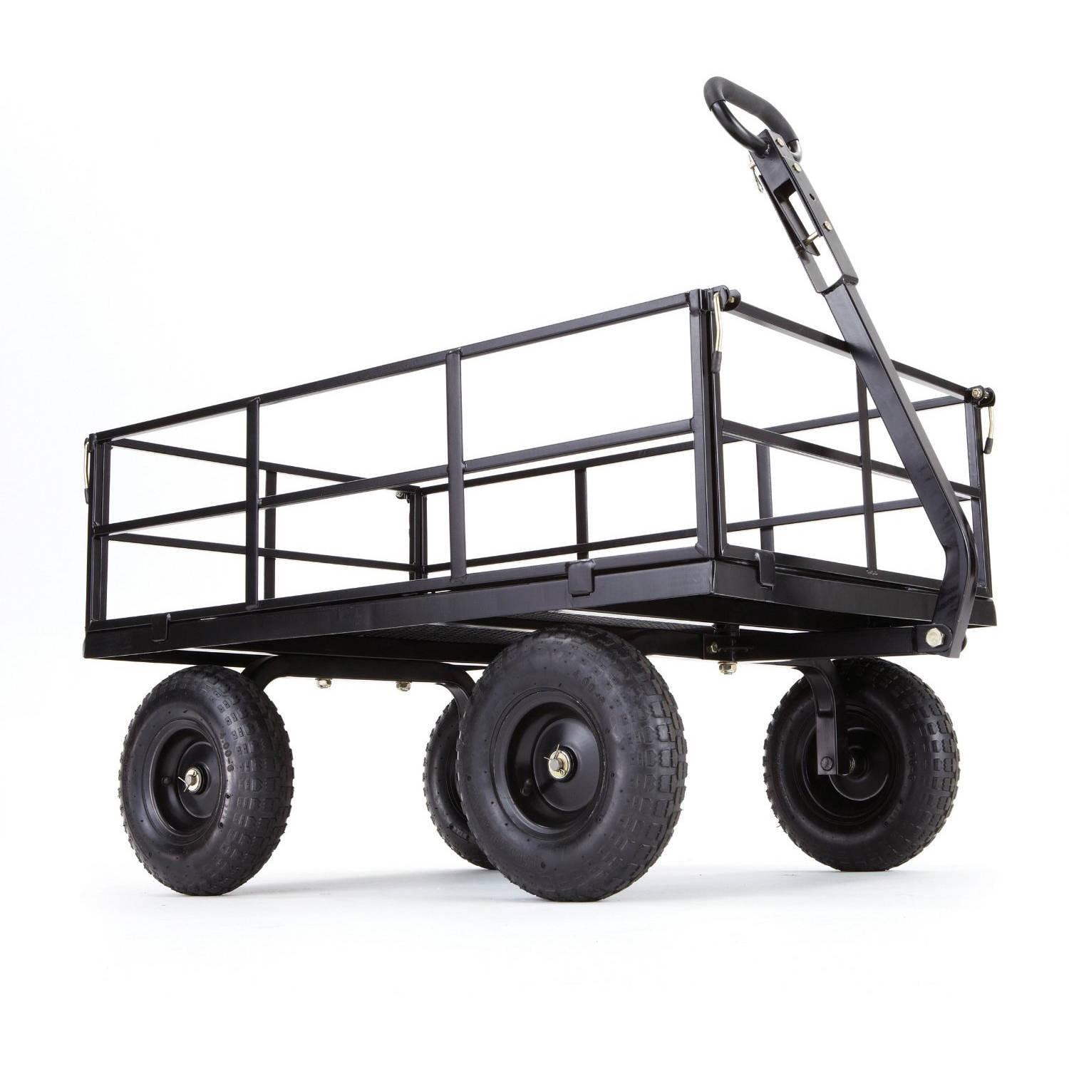 Black Heavy-Duty Steel Utility Wagon with Removable Sides