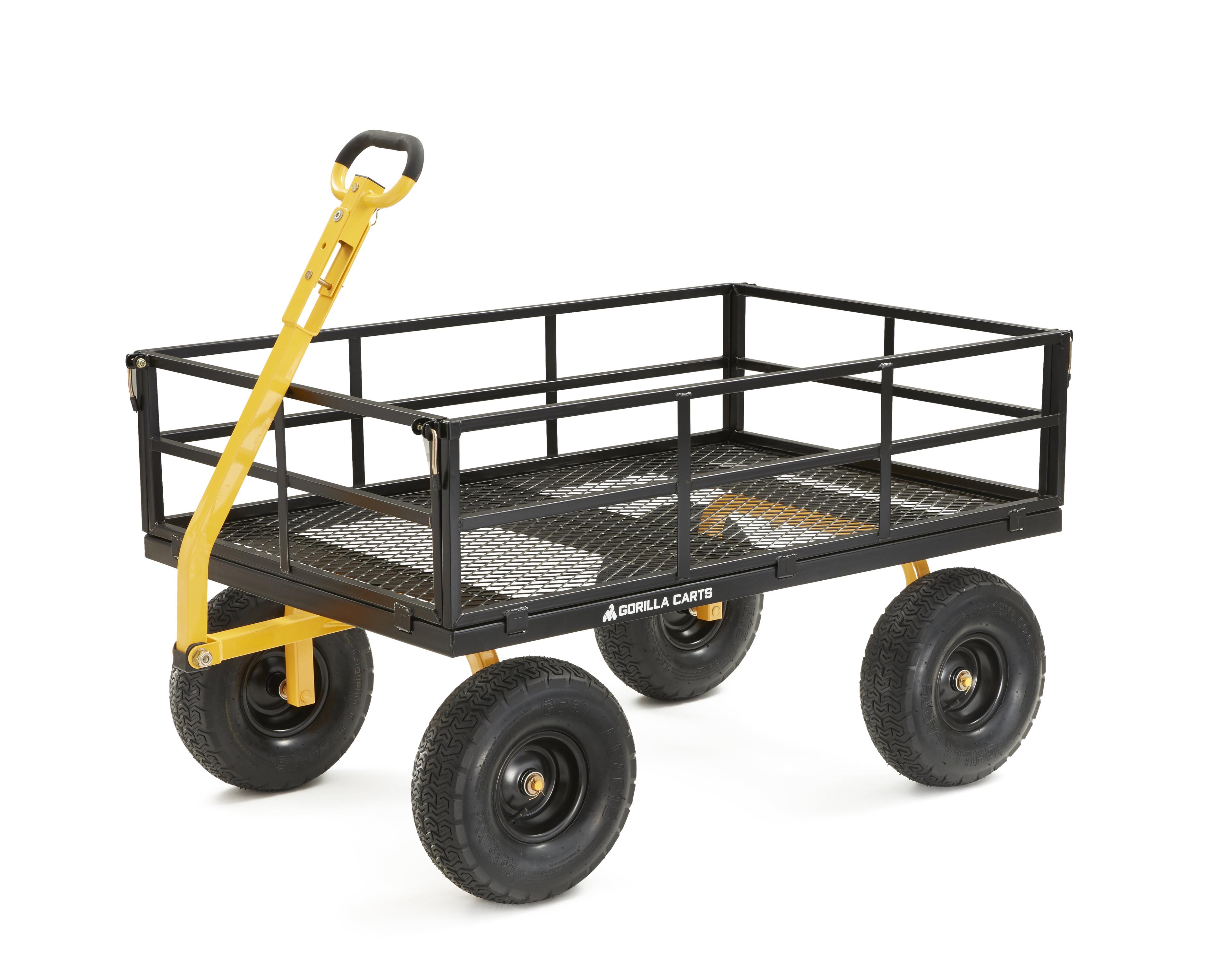 Heavy-Duty Black Steel Utility Cart with Removable Sides