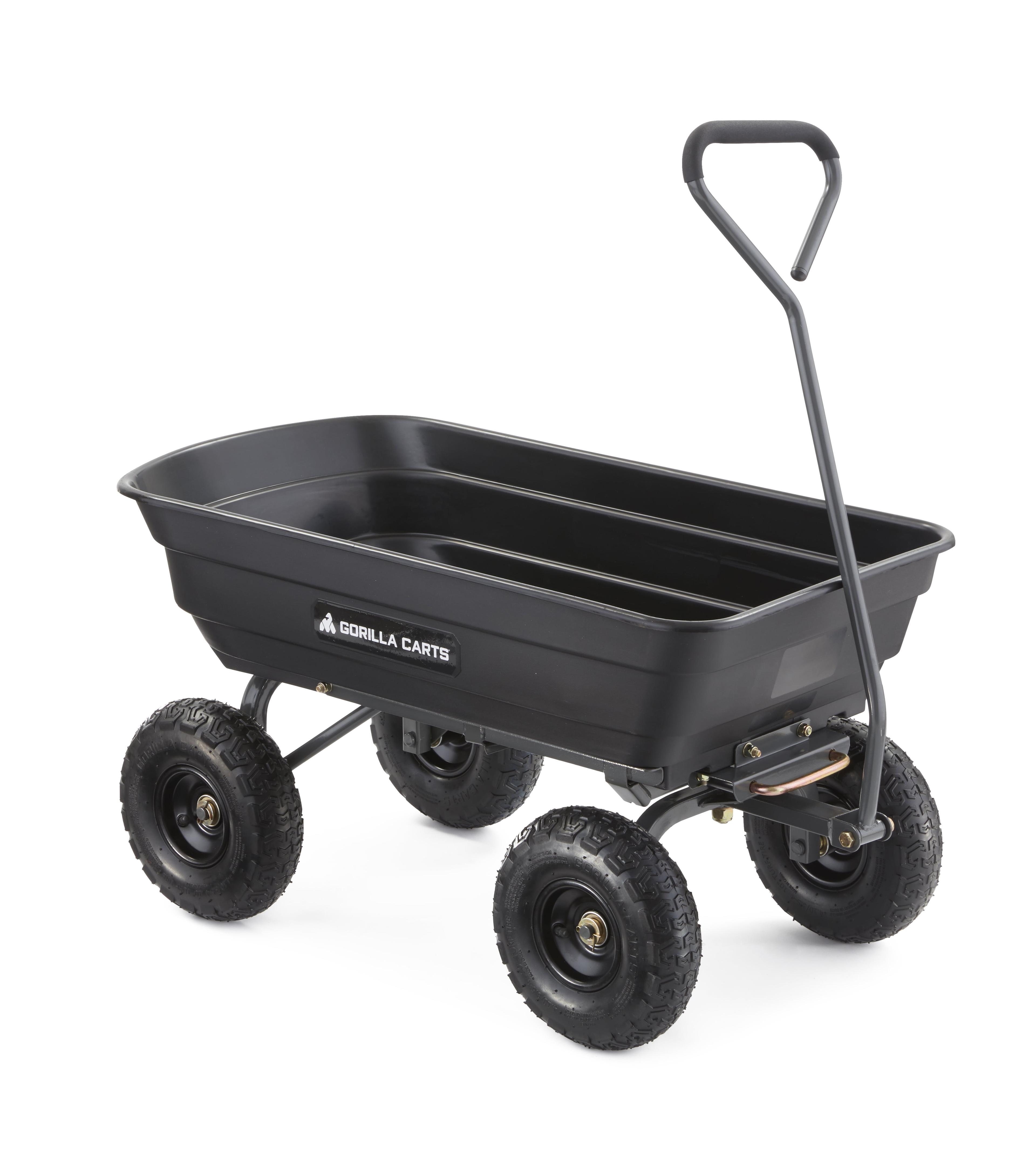 Gorilla Carts 600 lb Black Poly Garden Dump Cart with Pneumatic Tires