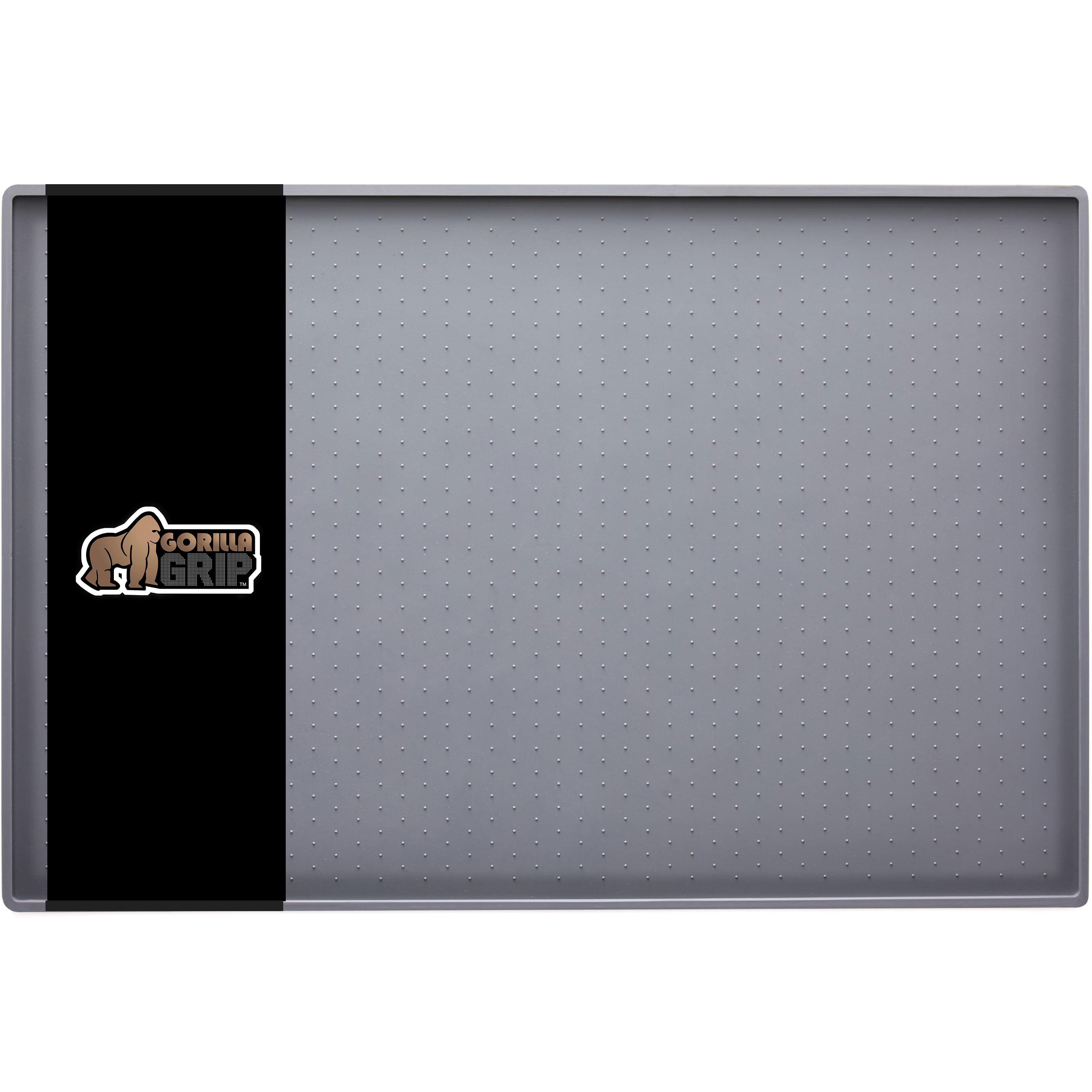 Gray Silicone Waterproof Pet Feeding Mat with Raised Edges