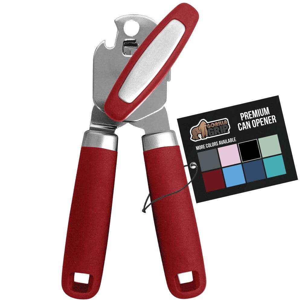 Red Stainless Steel Manual Can Opener with Non-slip Grip