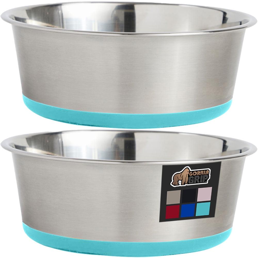 Turquoise 4 Cup Stainless Steel Pet Bowls with Silicone Base