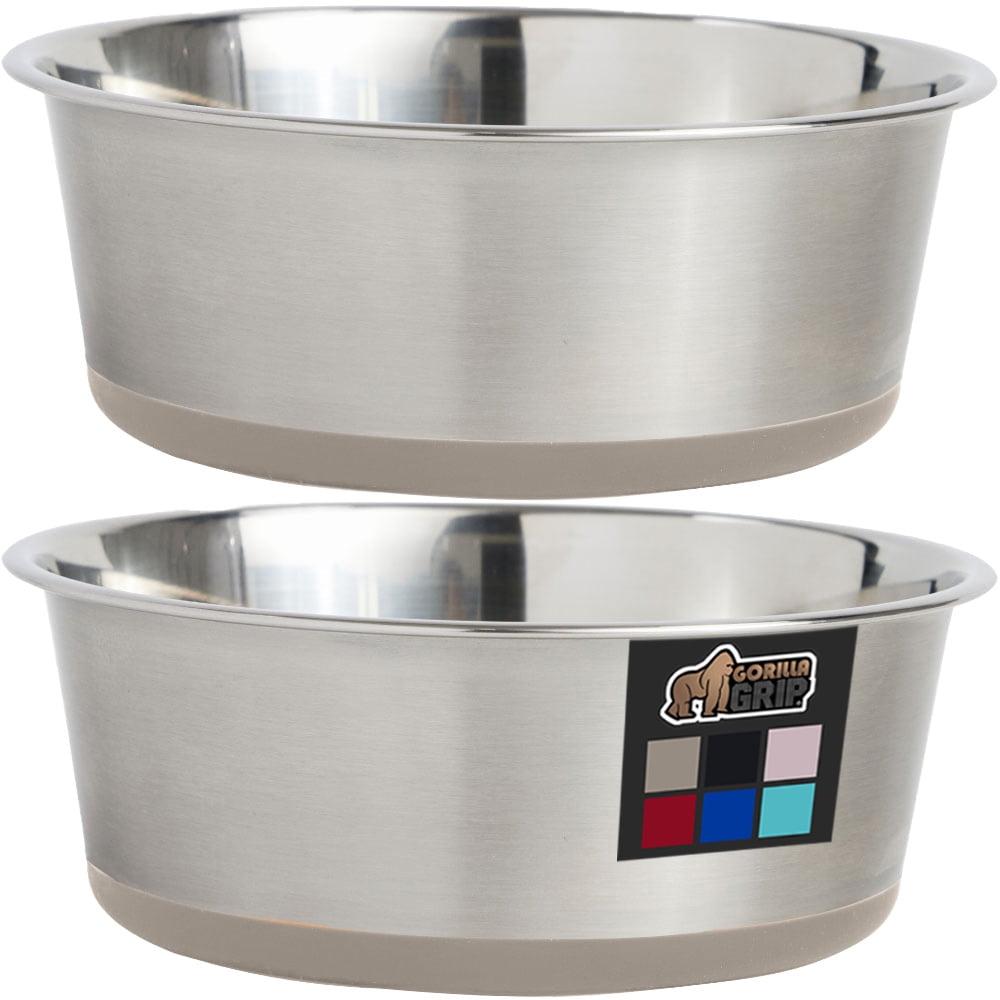 Beige 4 Cup Heavy Duty Stainless Steel Pet Bowls Set