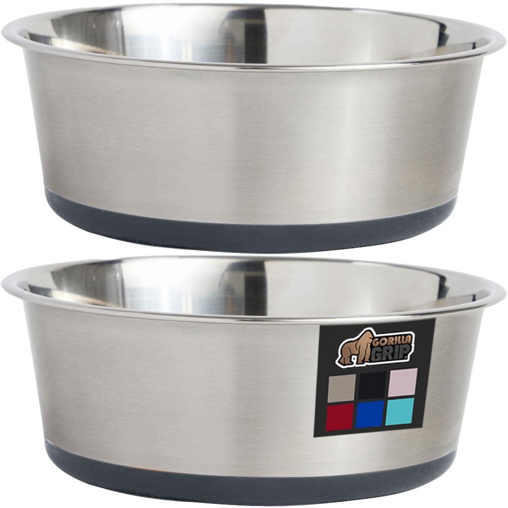 Gray Stainless Steel 6 Cup Dog Bowl Set with Rubber Base