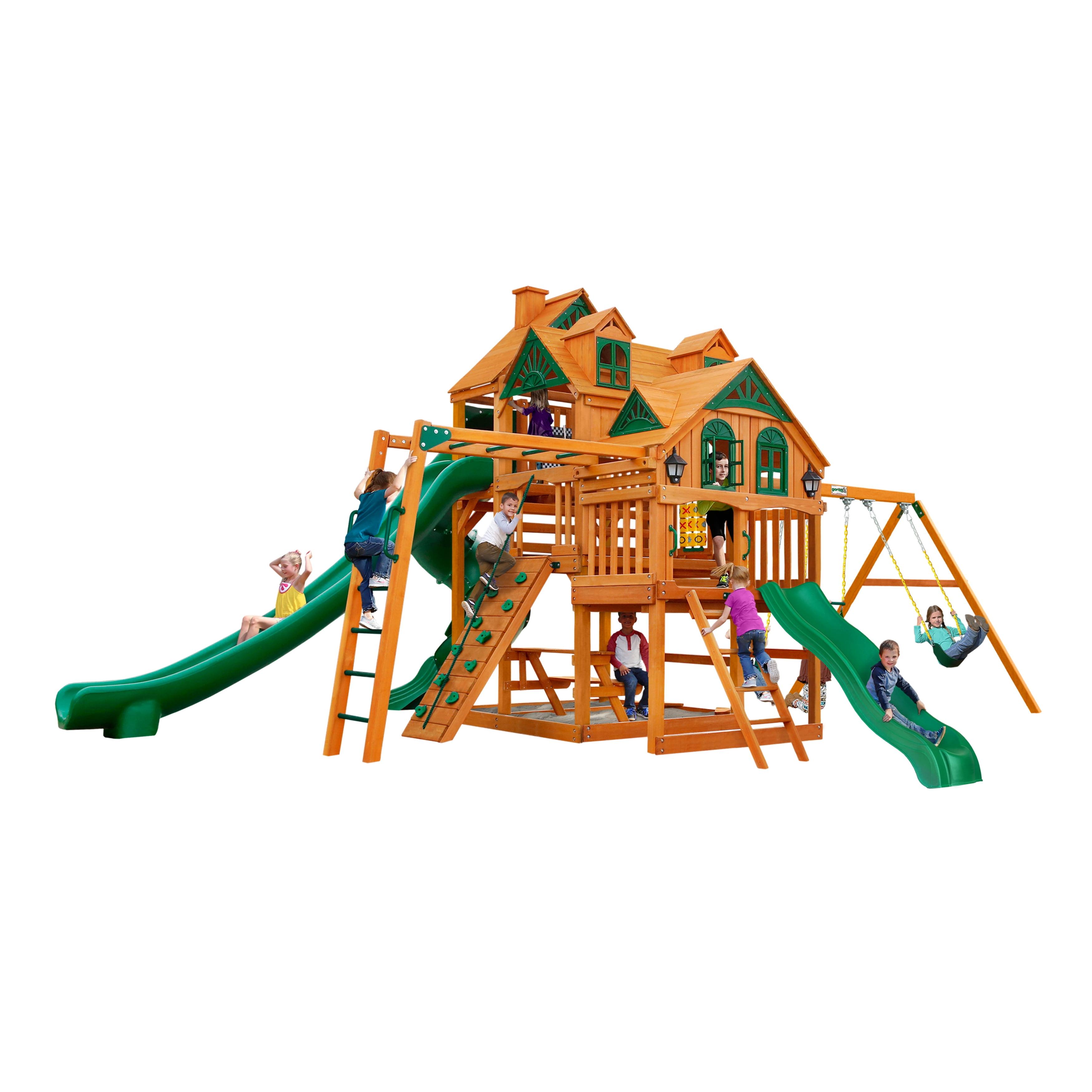 Empire Cedar Swing Set with 3 Play Decks and Slides