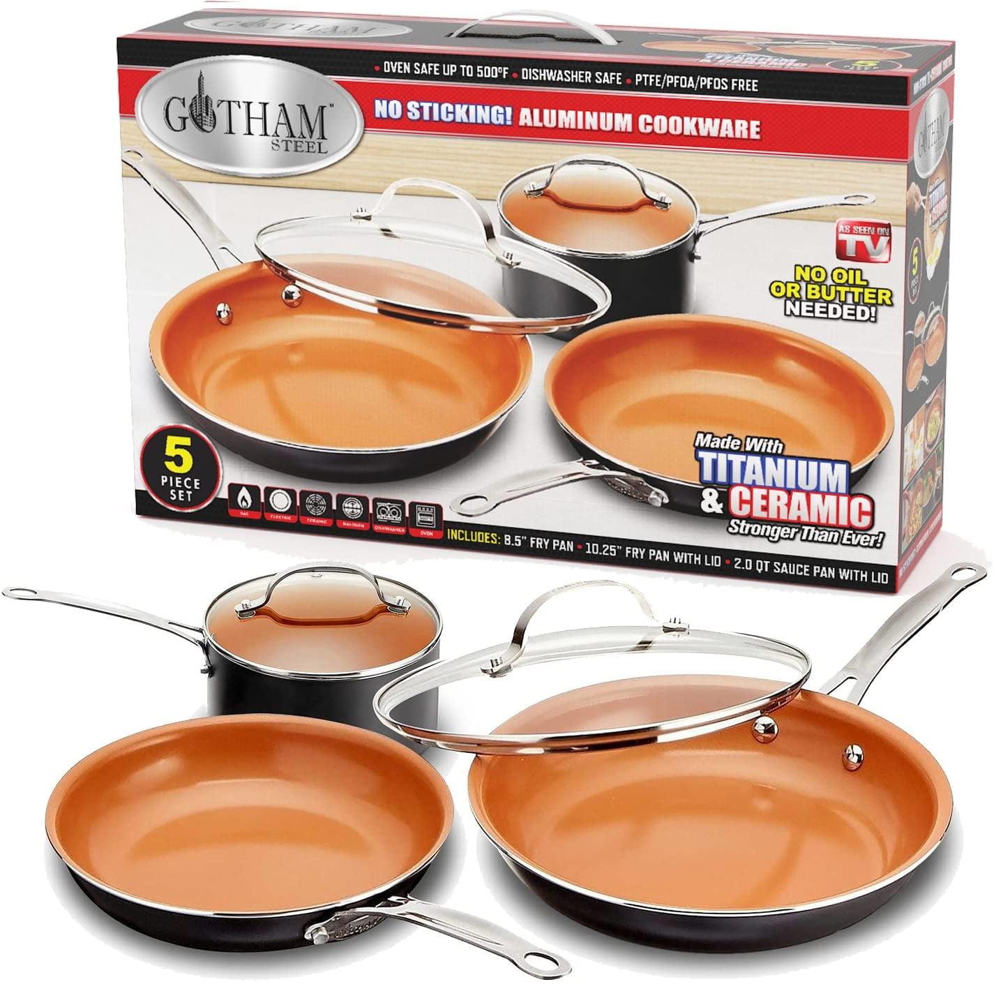 5-Piece Nonstick Aluminum Cookware Set with Copper Finish