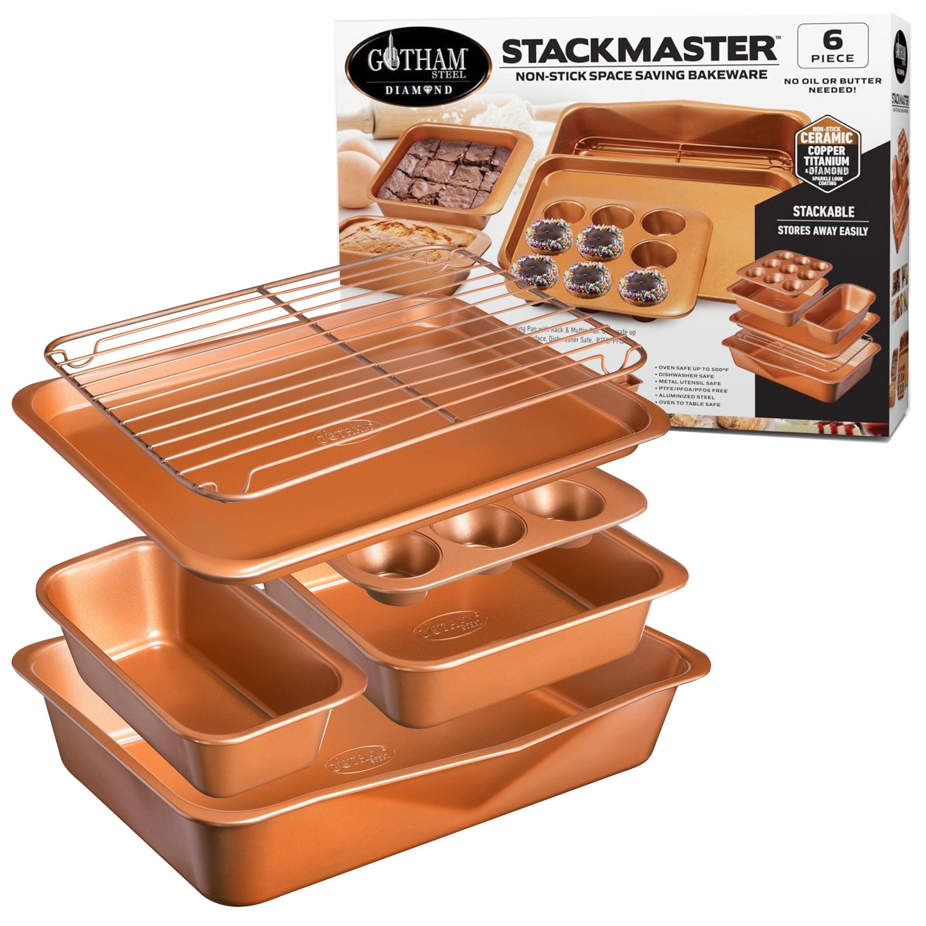 Copper Nonstick 6-Piece Stackable Bakeware Set