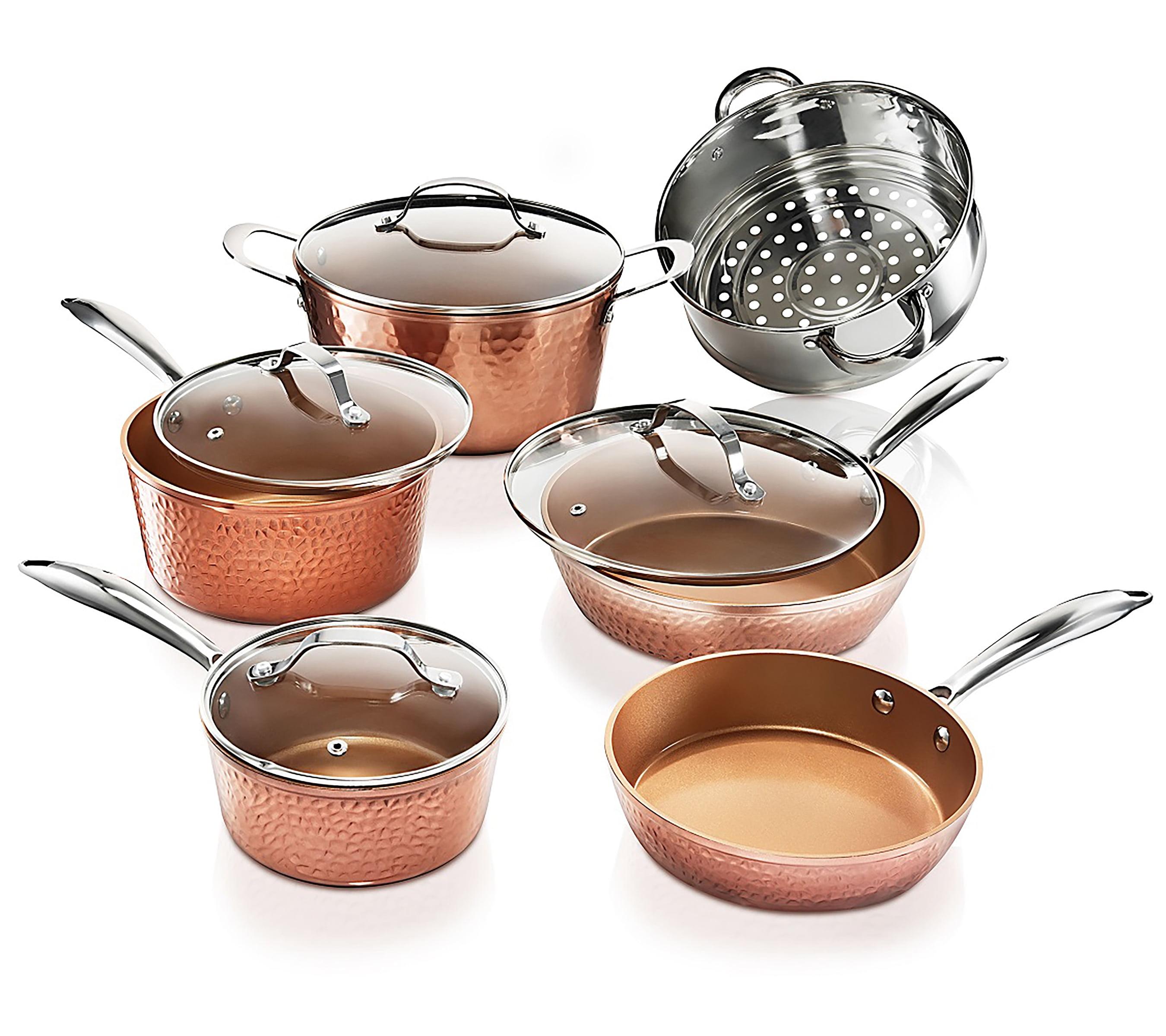 Copper Hammered Nonstick 10-Piece Aluminum Cookware Set