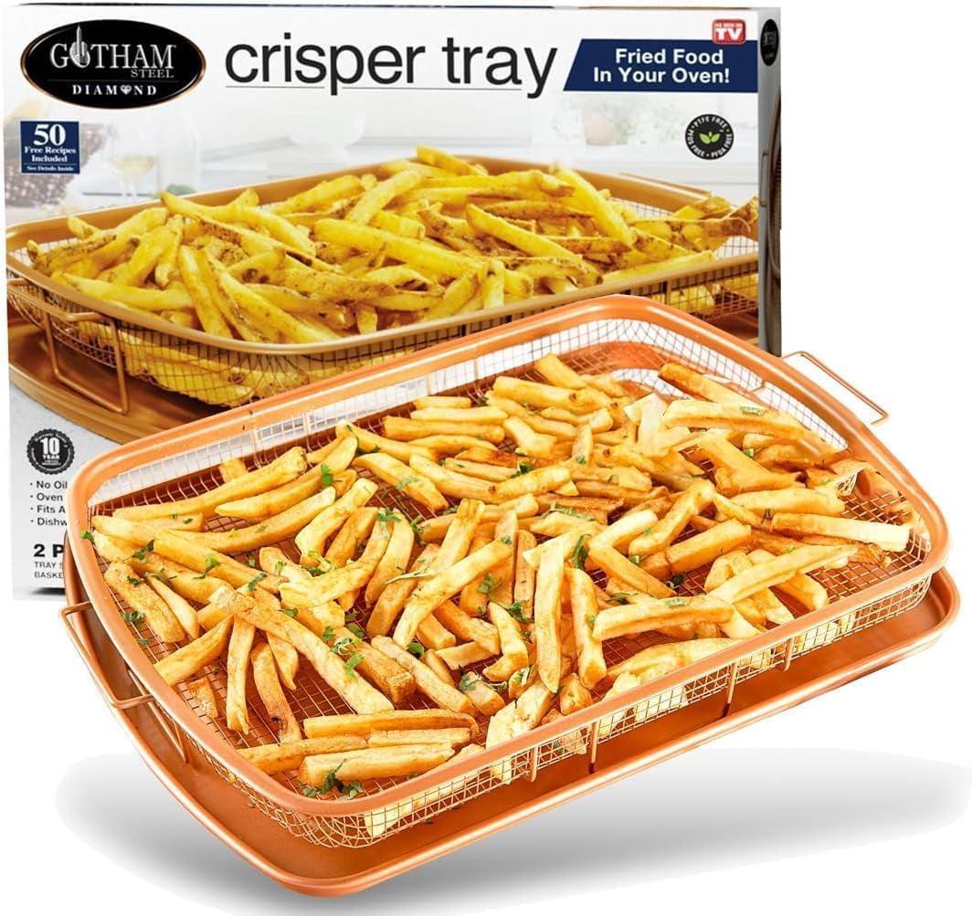 Gotham Steel Nonstick Air Fryer Tray for Oven with Recipe Book - 16" x 12"