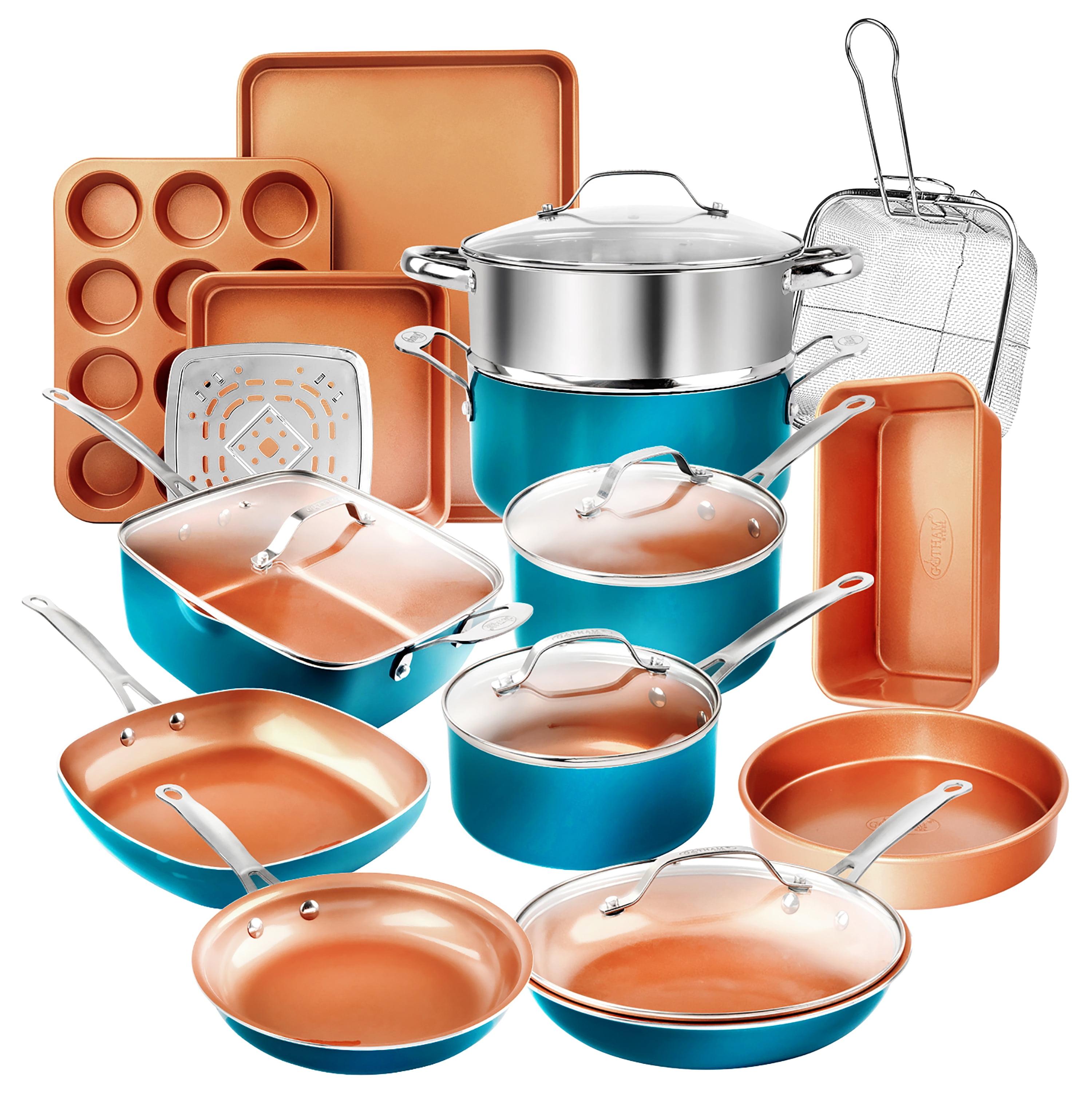 Gotham Steel 20 Piece Nonstick Cookware and Bakeware Set, Stay Cool Handles, Oven & Dishwasher Safe