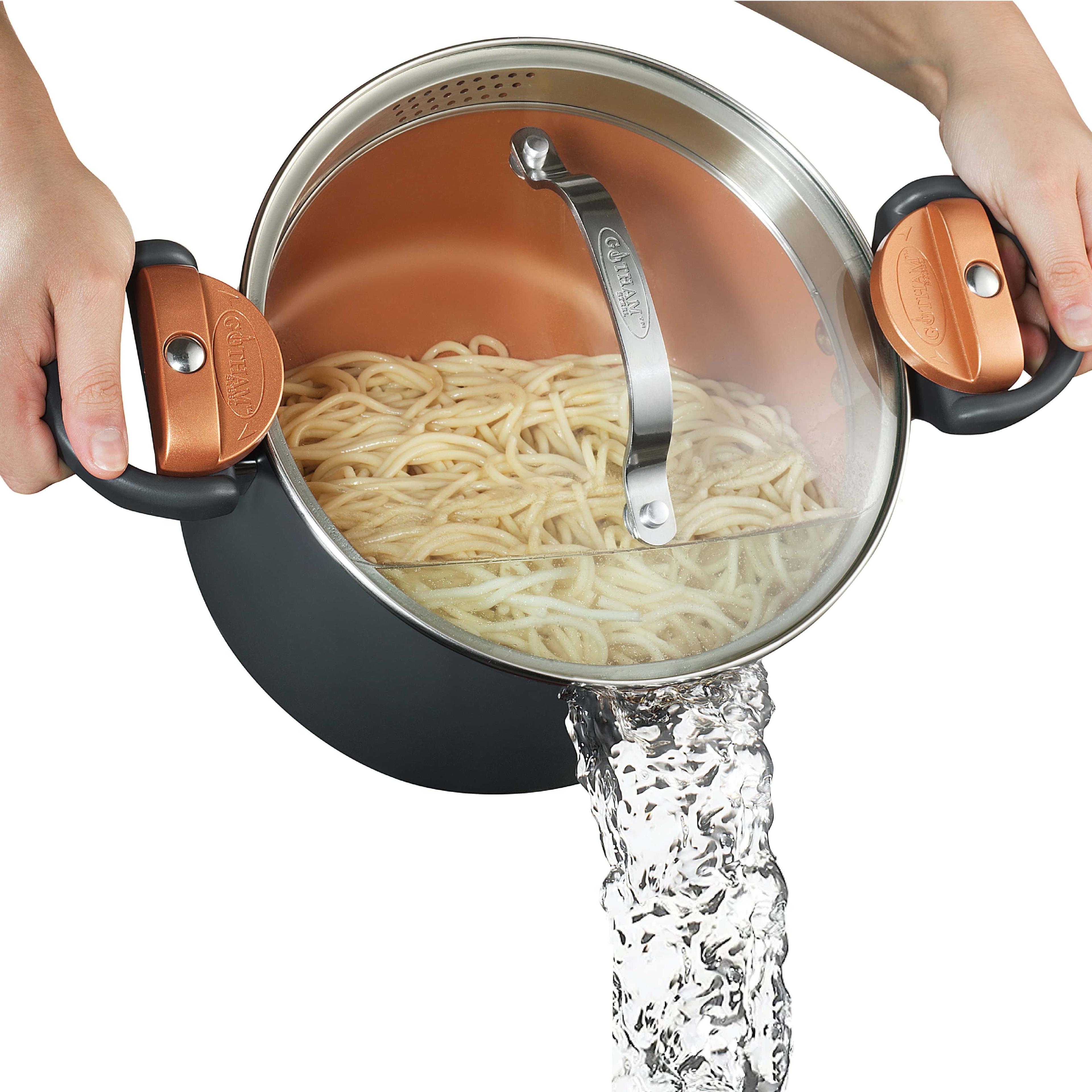 Gotham Steel Gotham Steel Stock Multipurpose Pasta Pot with Strainer Lid & Twist and Lock Handles