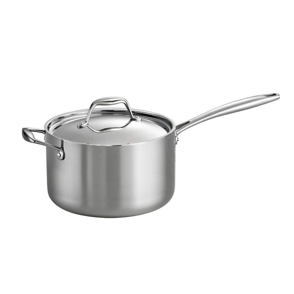 4-Quart Stainless Steel Tri-Ply Clad Saucepan with Lid