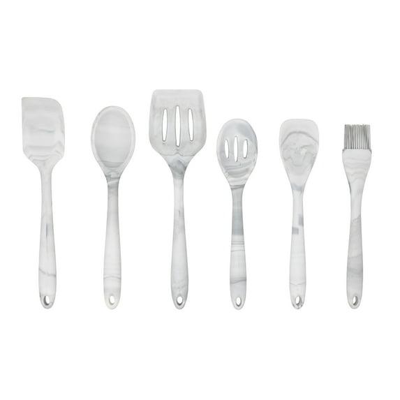 Not A Square Pan Kitchen Utensils Marble Finish Cooking Set, Grey (6-Piece Set)