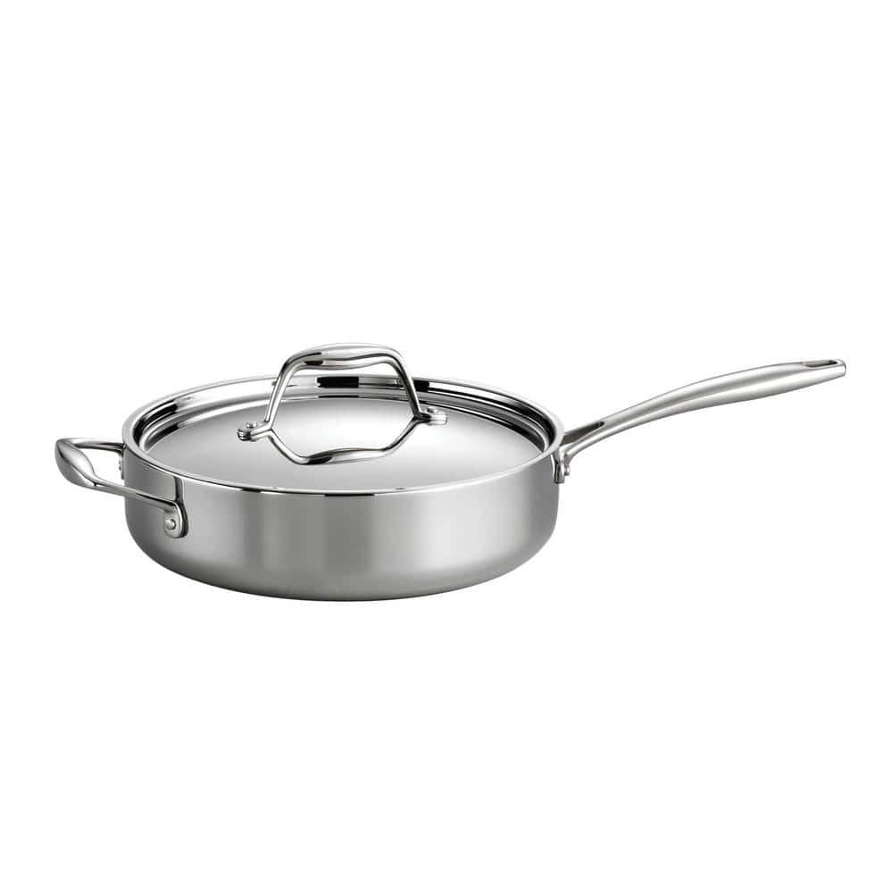 Tri-Ply Stainless Steel 3-Quart Deep Saute Pan with Lid