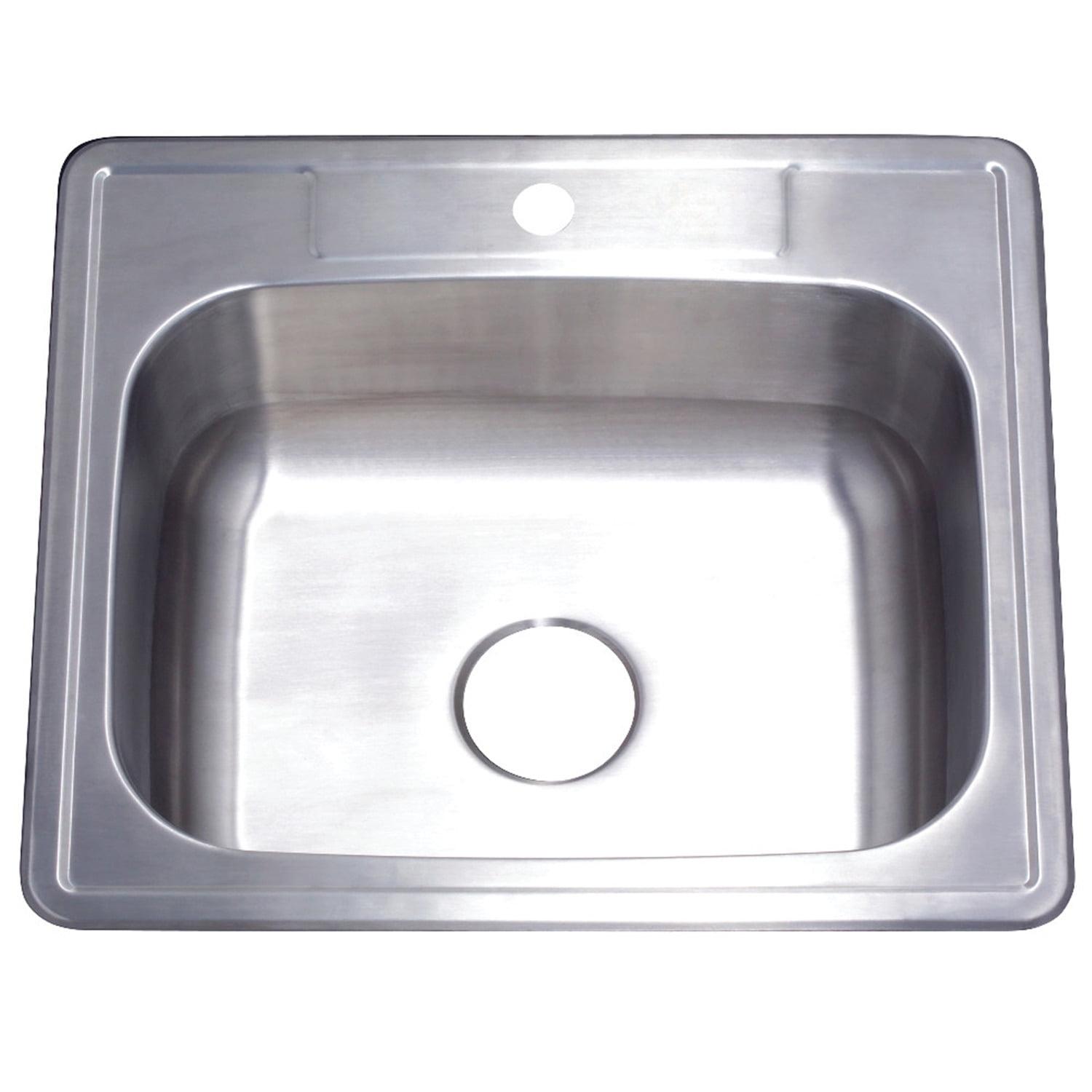 Kingston Brass Studio 25-Inch Stainless Steel Self-Rimming 1-Hole Single Bowl Drop-In Kitchen Sink