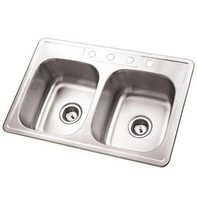 Studio 33" L x 22" W Drop-In Kitchen Sink with Faucet