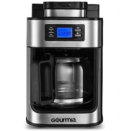 Gourmia 12-Cup Programmable Grind & Brew Coffee Maker: Stainless Steel, Dishwasher-Safe Parts