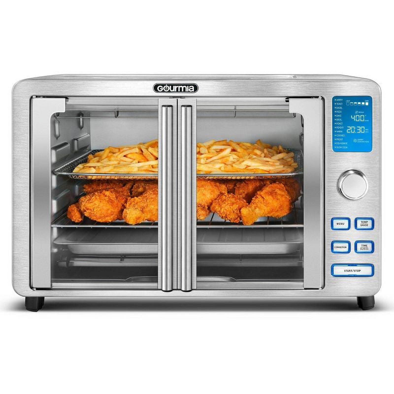 Gourmia 9-Slice Digital Air Fryer Oven with 14 One-Touch Cooking Functions and Auto French Doors: Convection Toaster Oven