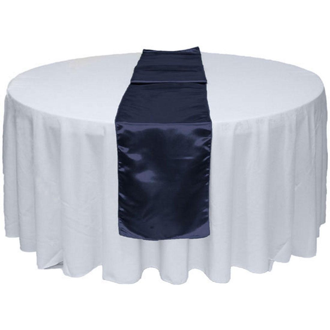 Navy Blue Satin 12" x 108" Table Runner Set