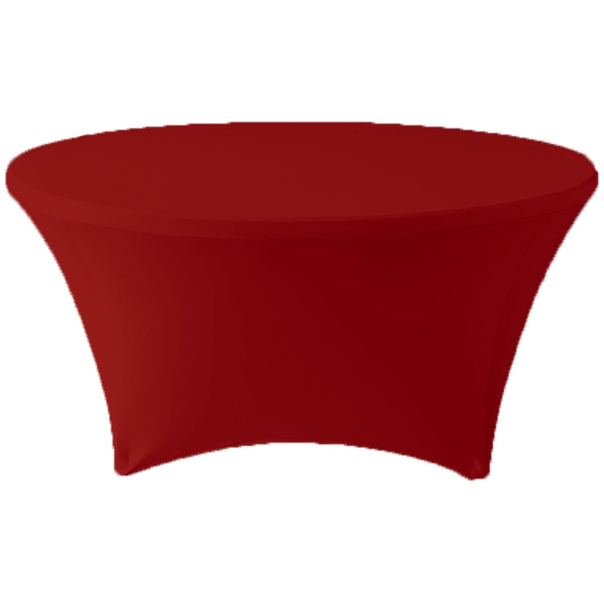 Gowinex Burgundy 5 ft. 60 inch Round Spandex Tablecloth Fitted Table Cover