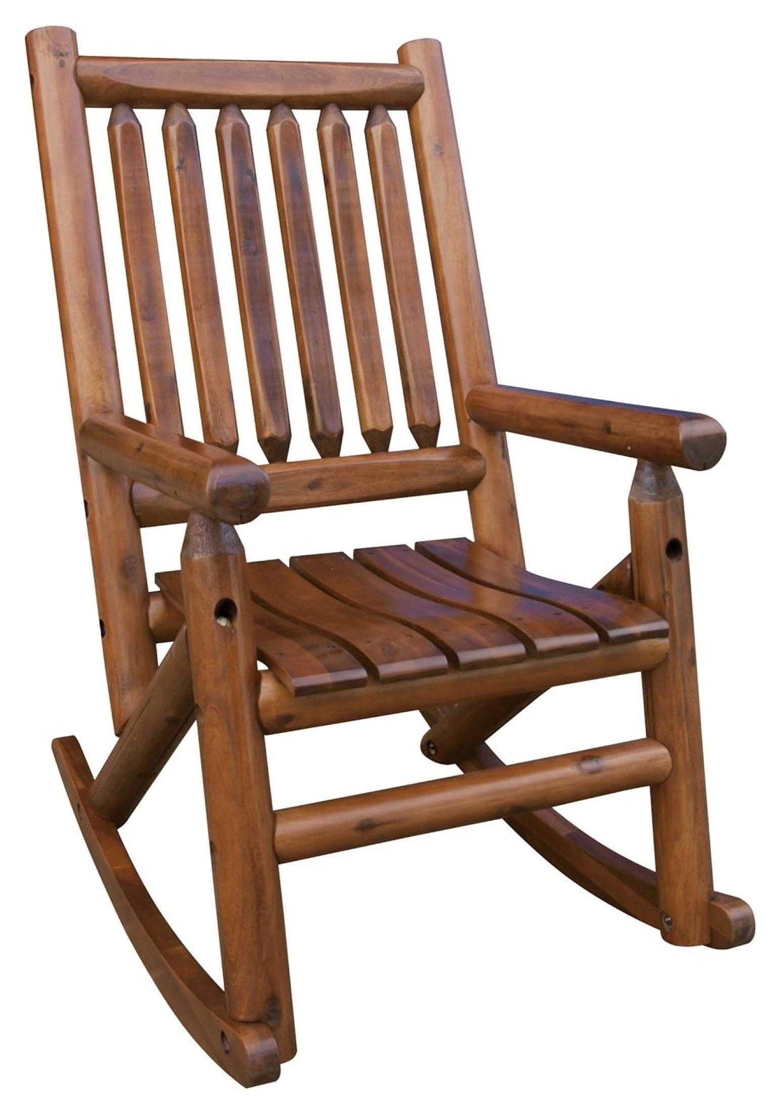 Brown Wooden Outdoor Rocking Chair with Armrests