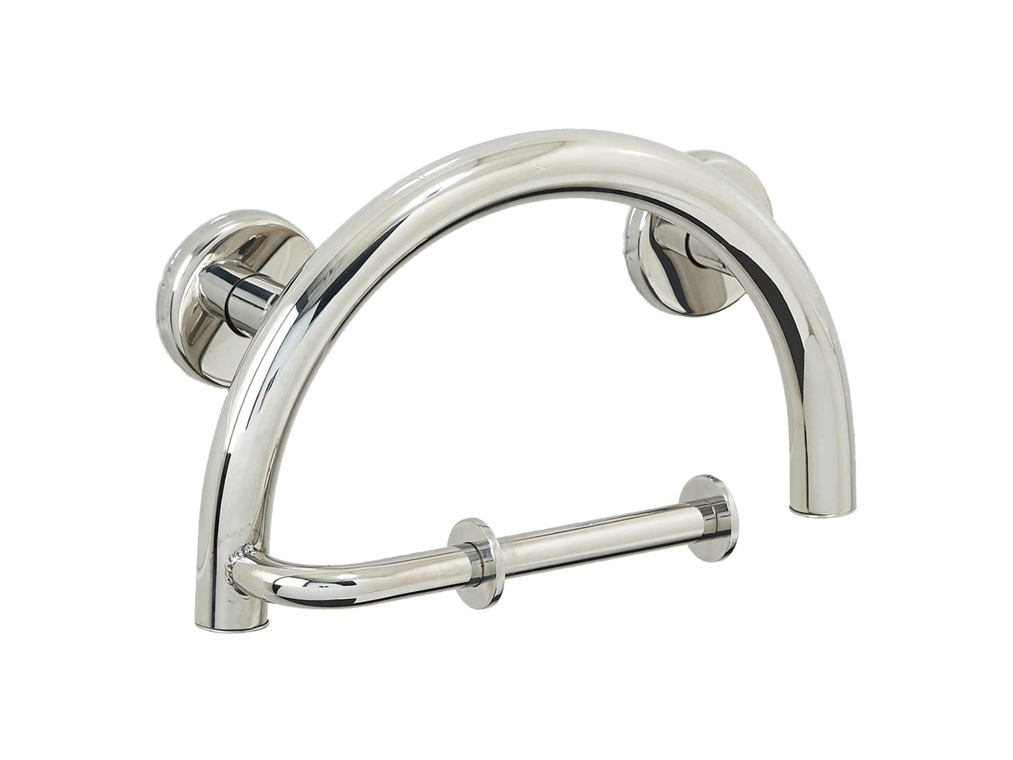 Polished Chrome ADA Compliant Grab Bar Toilet Paper Holder