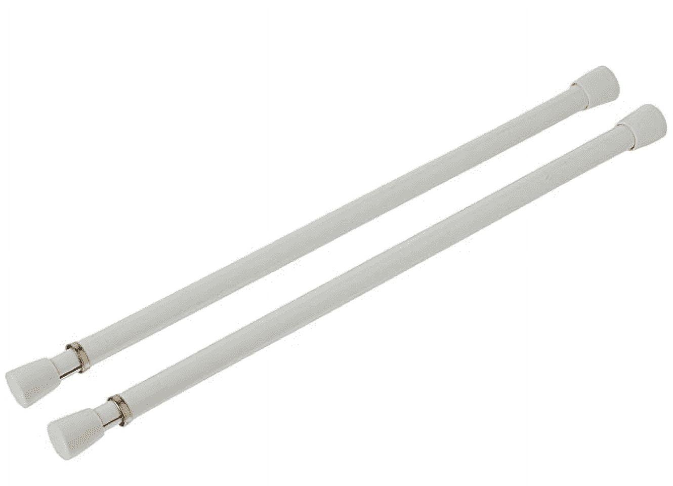 White Adjustable Spring Tension Curtain Rods, 12-20 Inches, Set of 2