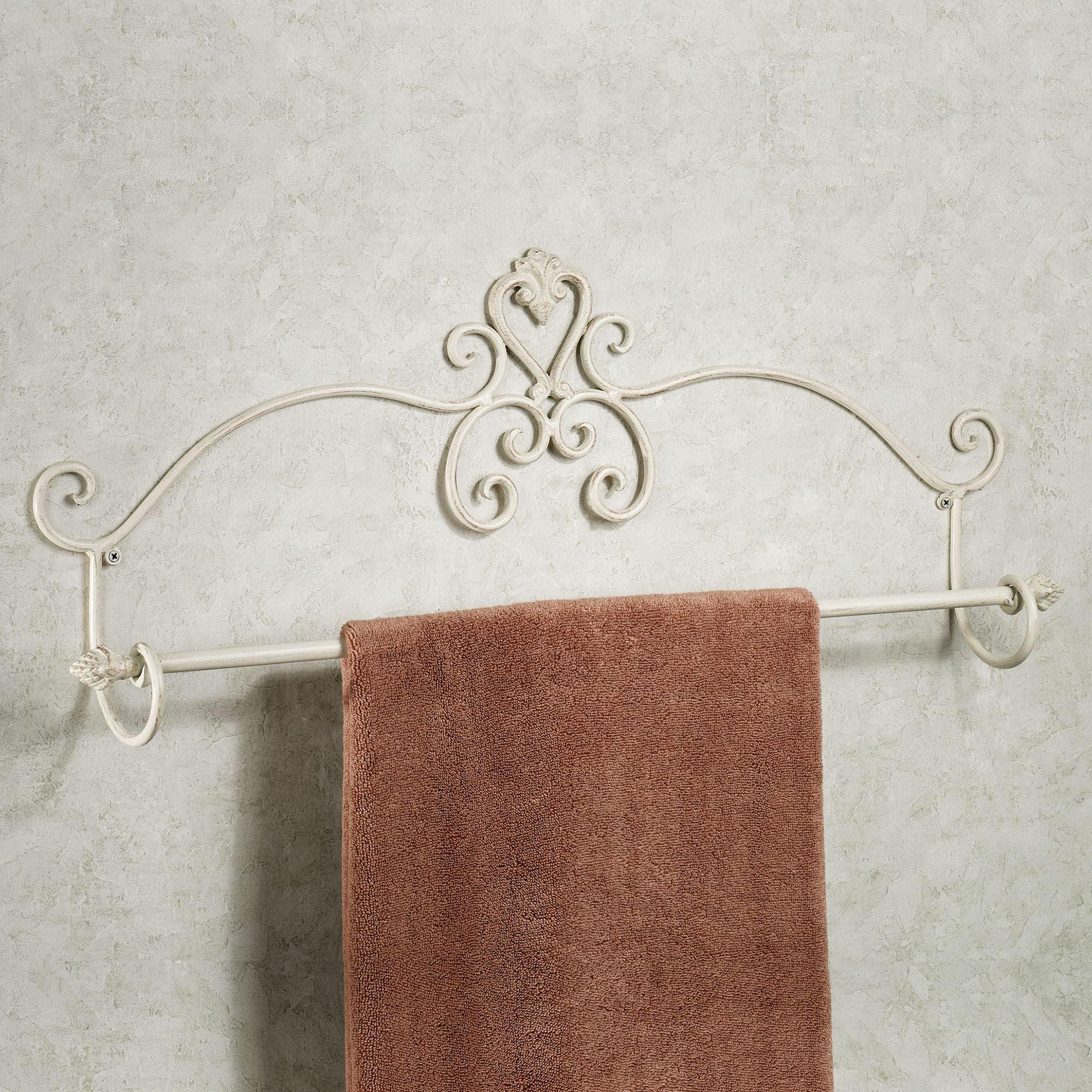 Graceful Aldabella Scroll Wall Mount Towel Bar Creamy Gold 30"