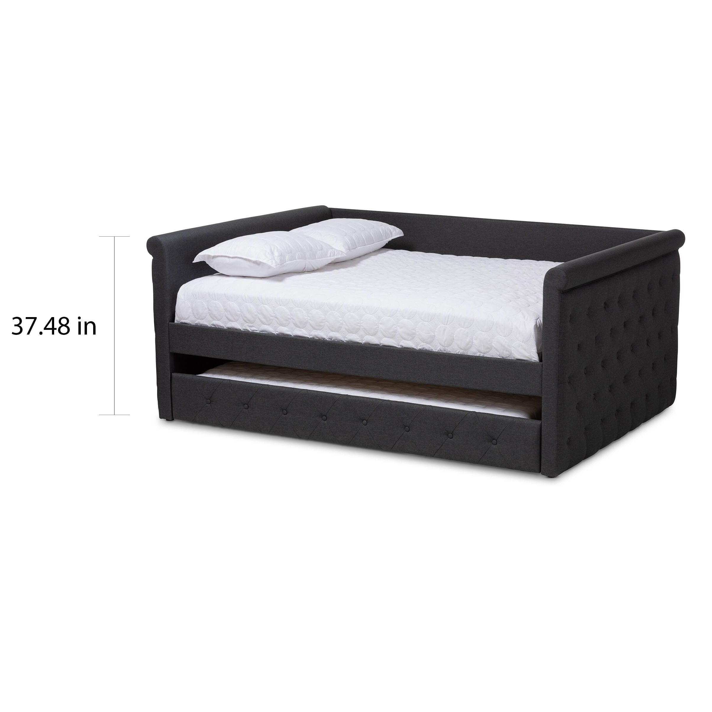 Queen Alena Daybed with Trundle Dark Gray - Baxton Studio: Contemporary Upholstered, Foam Padded, Bedroom Furniture