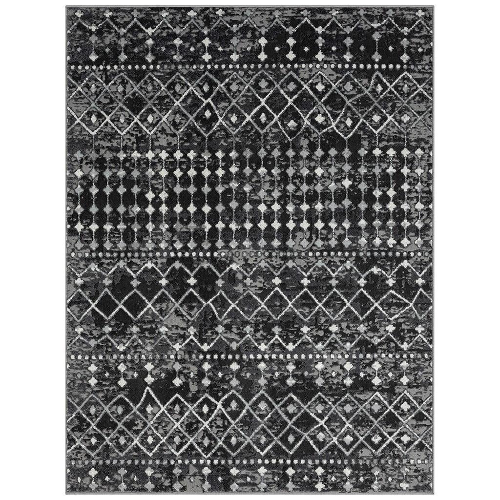 Charcoal Moroccan Global 5' x 7' Synthetic Area Rug