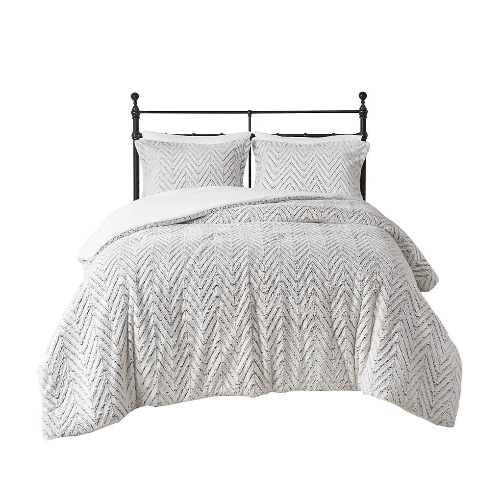Gracie Mills Cornelia Chevron Plush Down Alternative Comforter Set - Full/Queen - Ivory