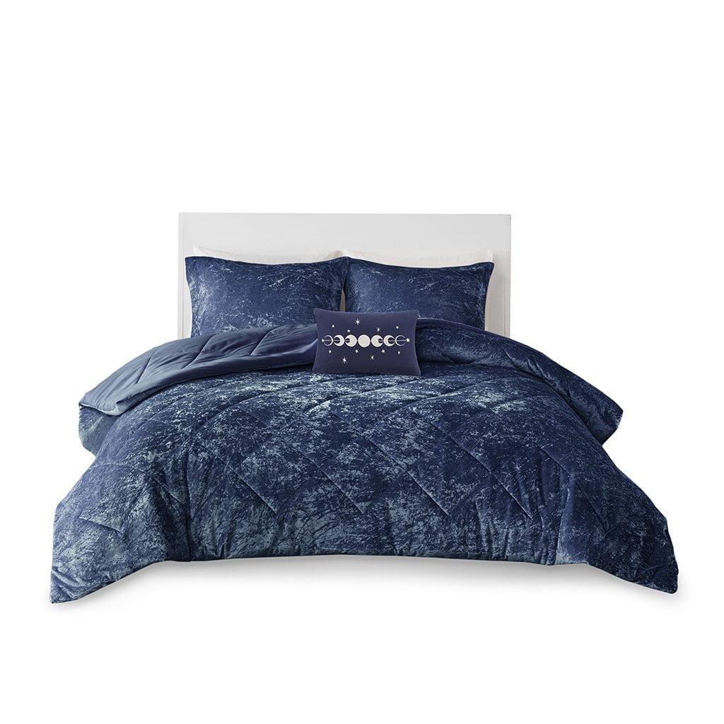 Felicia Crushed Velvet Comforter Set with Throw Pillow