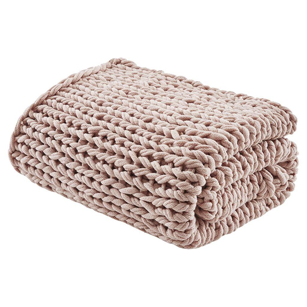 Blush 60"x50" Handmade Chunky Double-Knit Throw