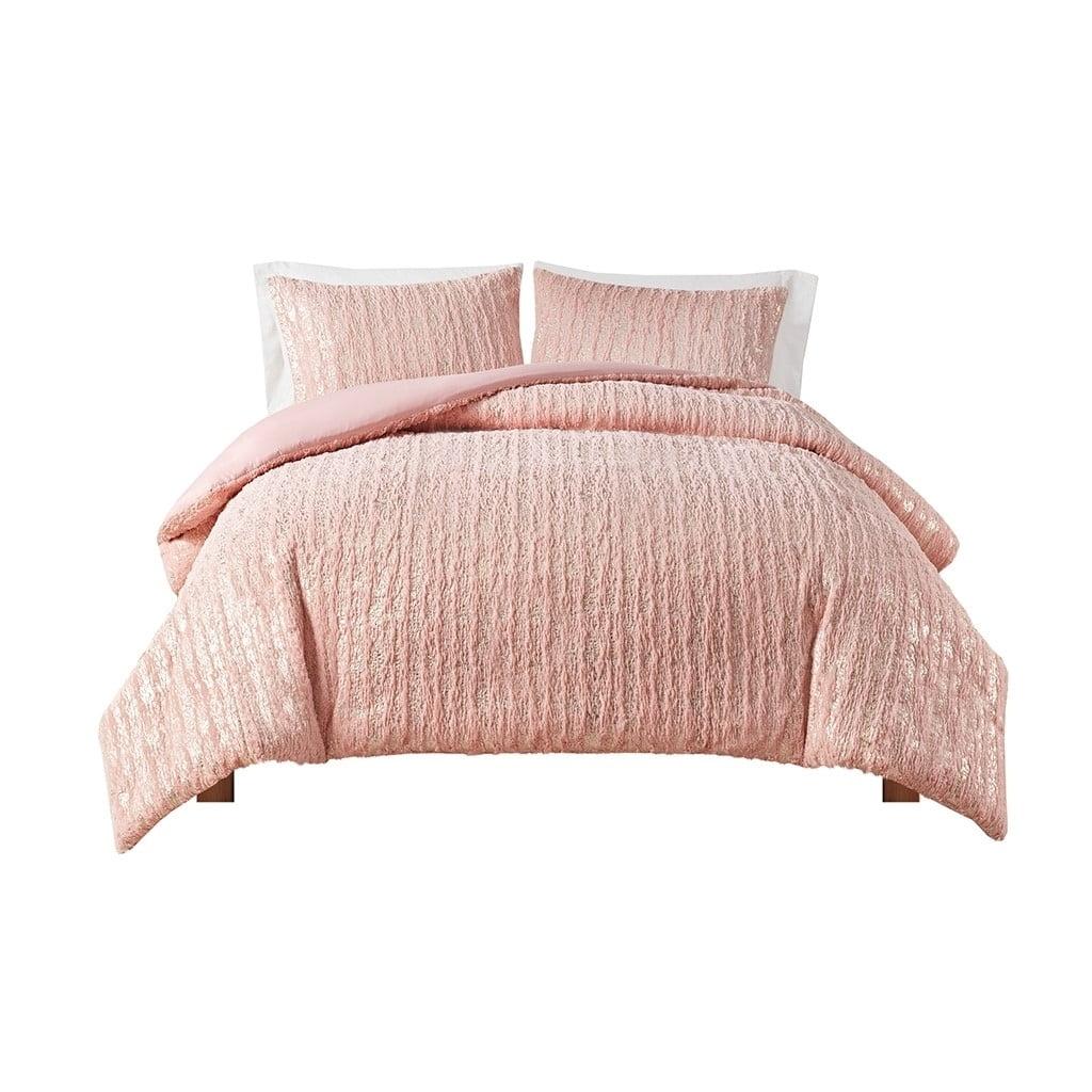 510 Design Metallic Print Faux Fur Comforter Set