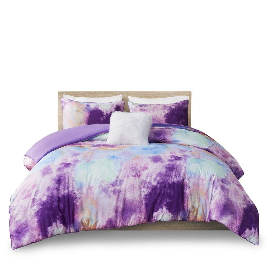 Cassiopeia Watercolor Tie Dye Printed Comforter Set with Throw Pillow