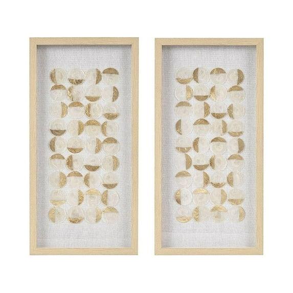 Mercury Row® Zeringue Emblem Natural Capiz with Gold Foil Shadowbox Wall Décor (Set of 2)