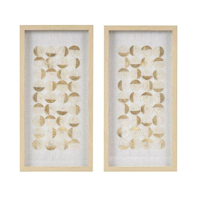 Mercury Row® Zeringue Emblem Natural Capiz with Gold Foil Shadowbox Wall Décor (Set of 2)