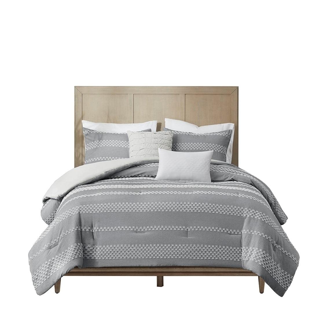 Gray and White Reversible Full Comforter Set