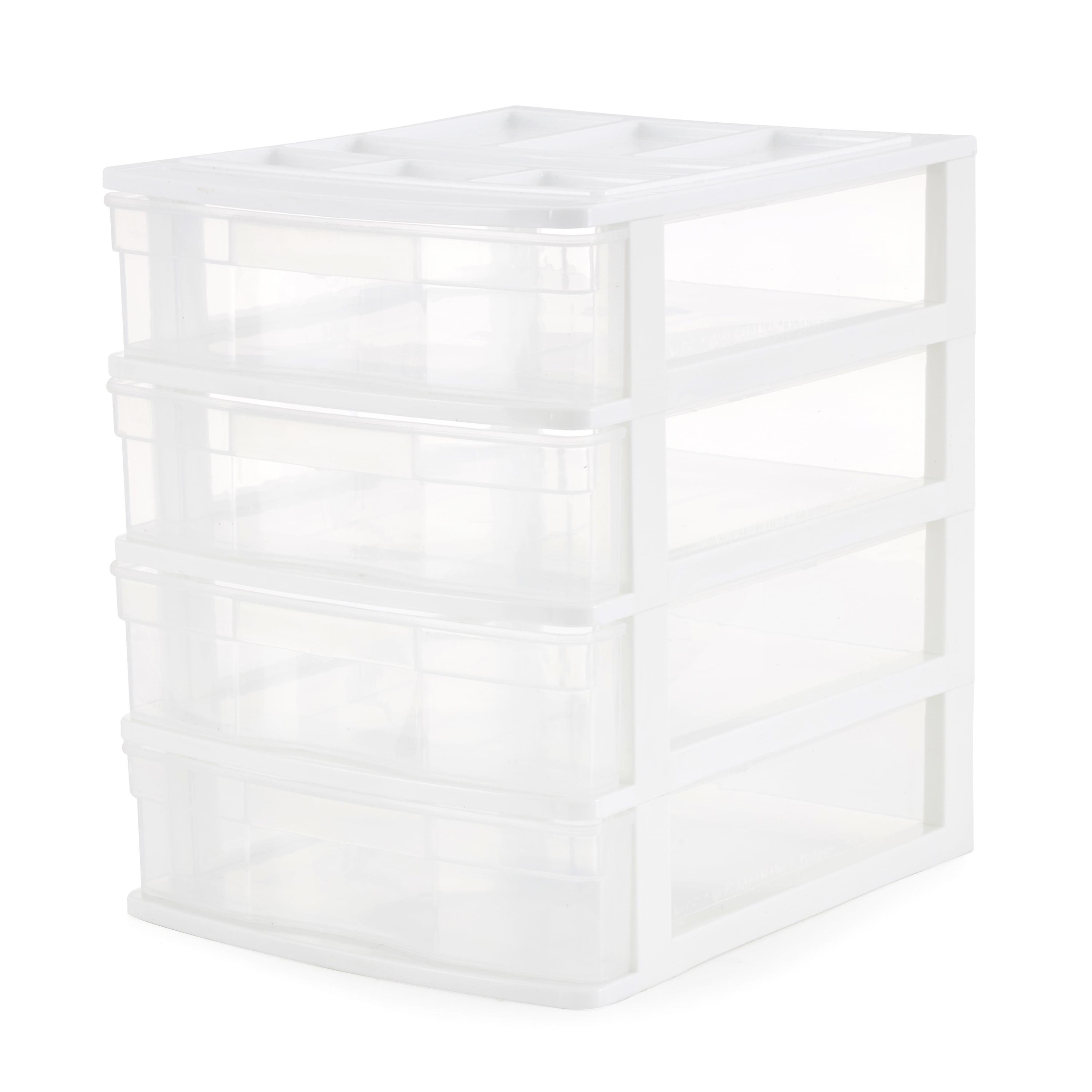 White and Clear 4-Drawer Desktop Storage Organizer